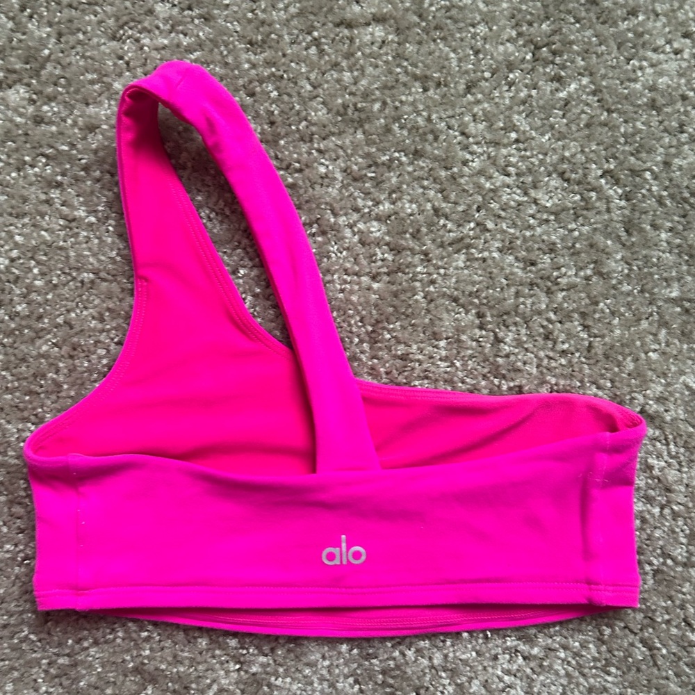 Alo Yoga Vibrant Pink One Shoulder Sports Bra - Picture 2 of 4